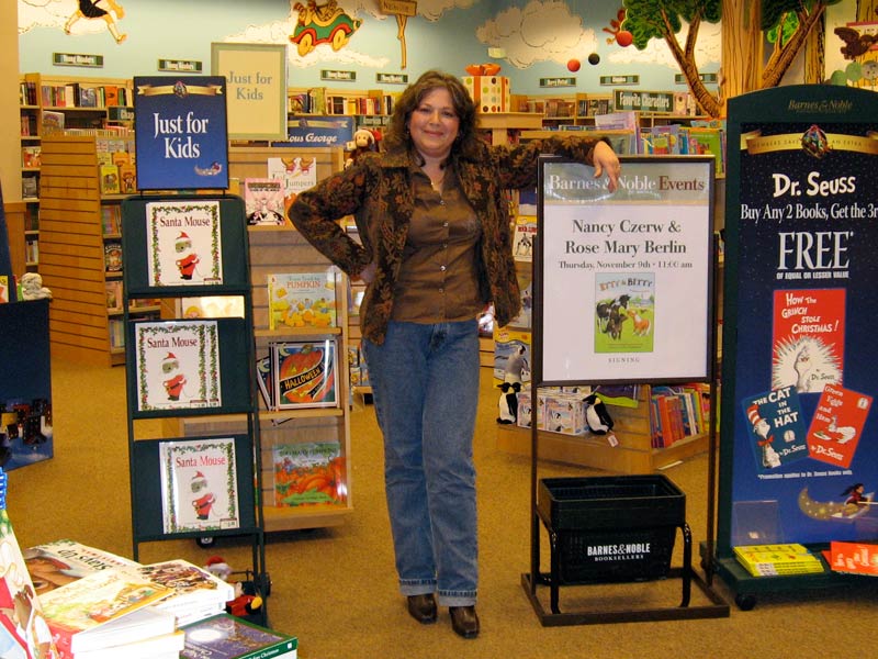 Our illustrator, Rose, in a New York City Barnes & Noble