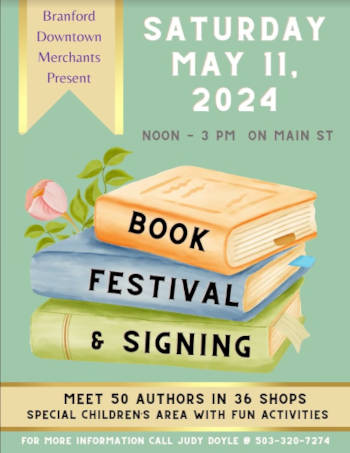 Branford Downtown Merchant's Book Festival sign - May 11, 2024